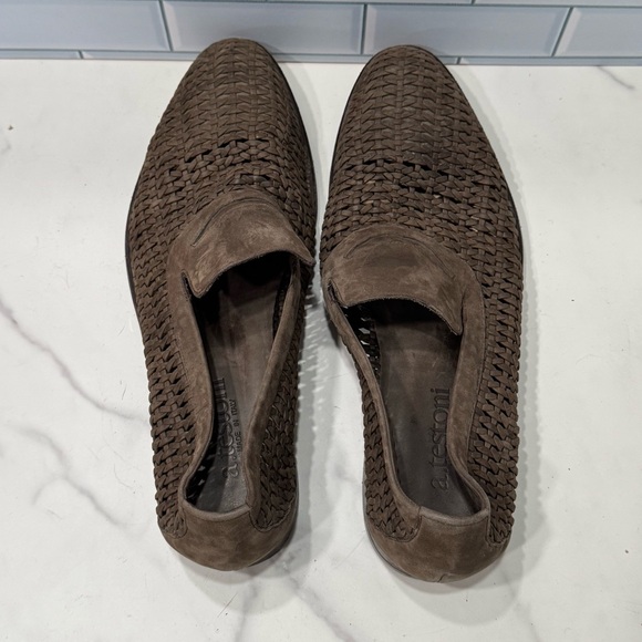 A. Testoni Brown Leather Woven Slip On Loafers Men\'s Size 9.5 US 38 EUR Casual main image 4